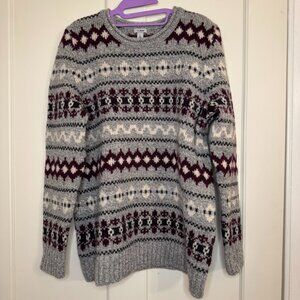 LL Bean Womens Vintage Roll Neck Ragg Lambs Wool Fair Isle Sweater Size Large